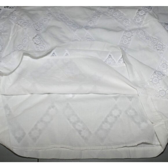 Ann Taylor White Pullover Blouse Top Size XL 3/4 Puff Sleeve Cotton Square Neck - Picture 8 of 11